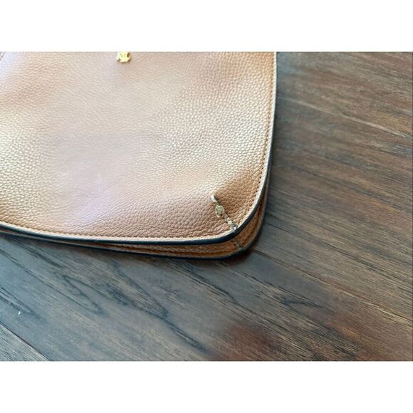 Ralph Lauren Vegan Leather Double Pouch Brown Crossbody Purse - Picture 6 of 6